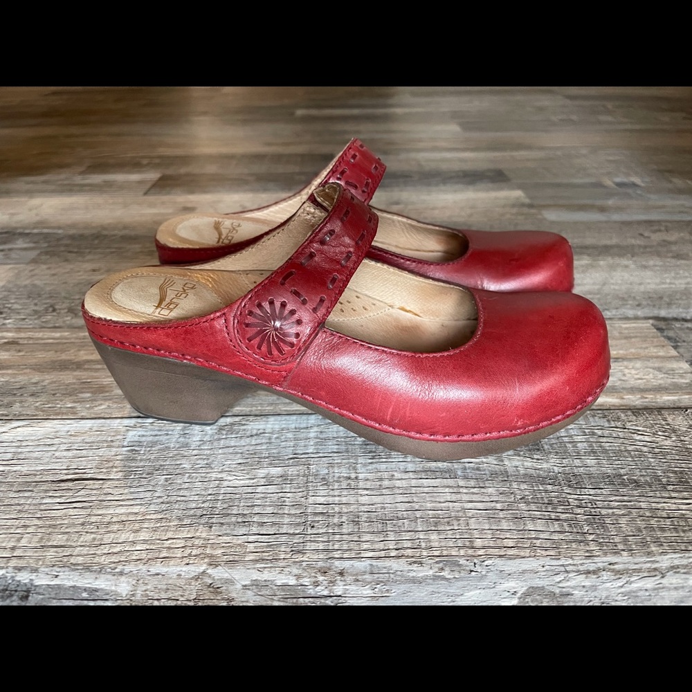 Dansko Red Wedge Sandals